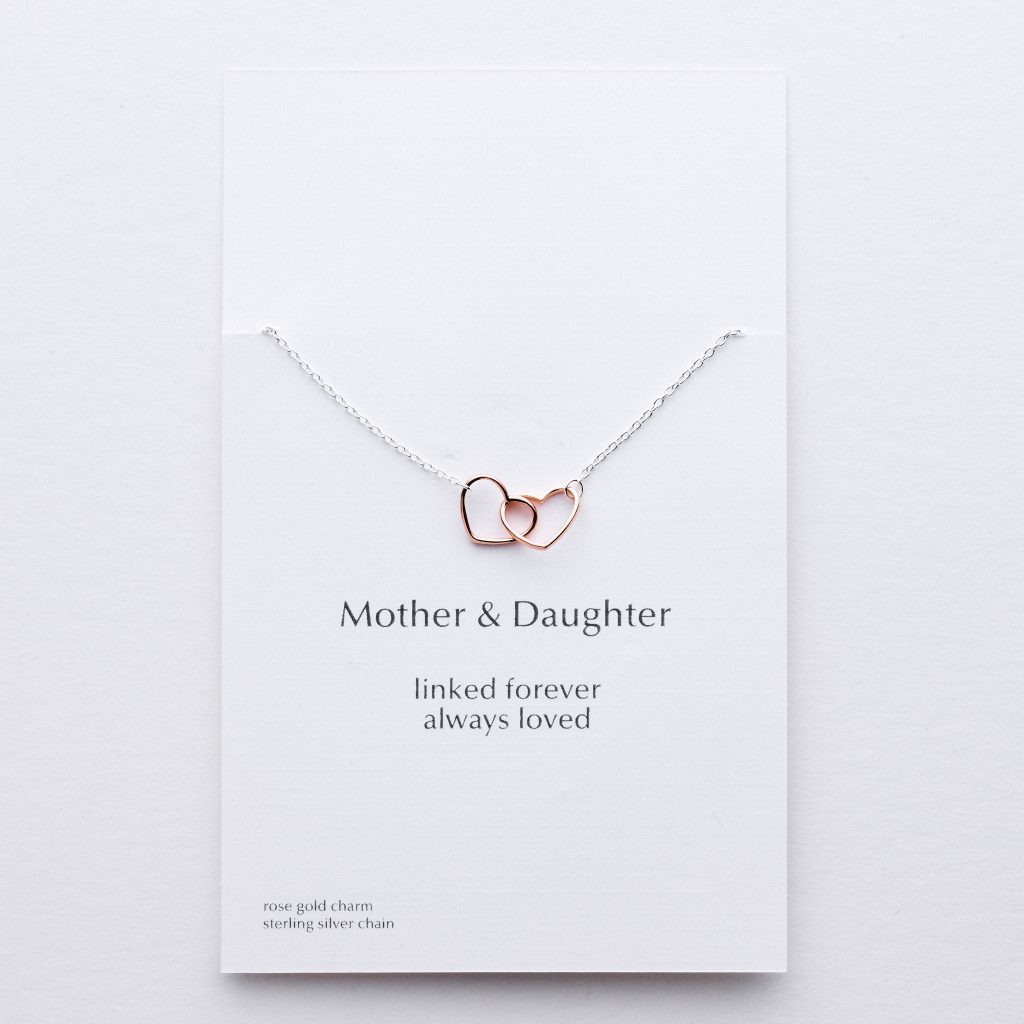 Mother & Daughter linked hearts necklace in rose gold - Charli Bird