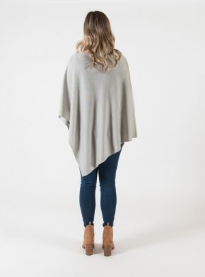 merino wool poncho in light grey colour