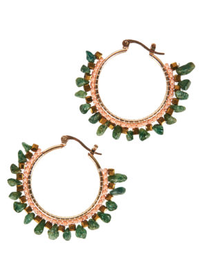 gold earrings with small jade stones